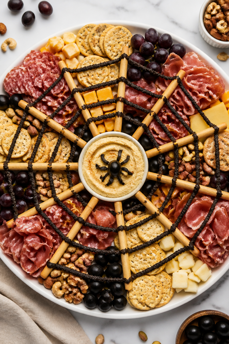 Halloween Charcuterie Spider Web Board