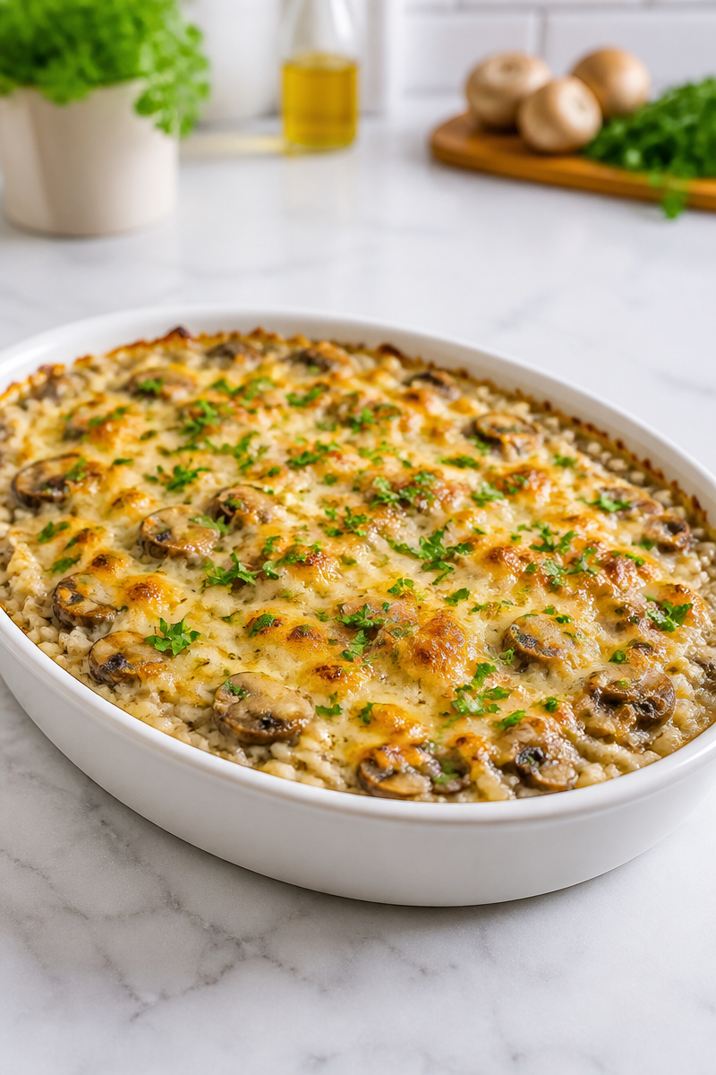 Creamy Wild Rice Mushroom Casserole