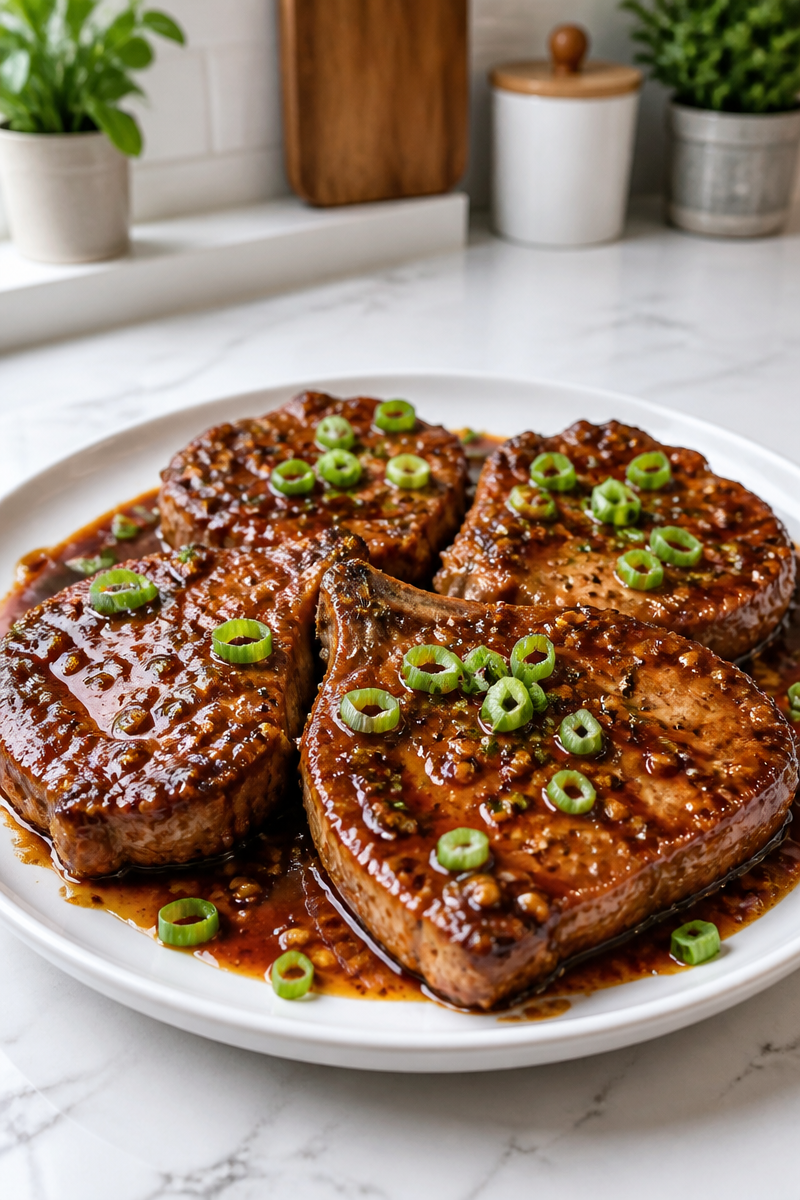 Honey Garlic Glazed Pork Chop Skillet