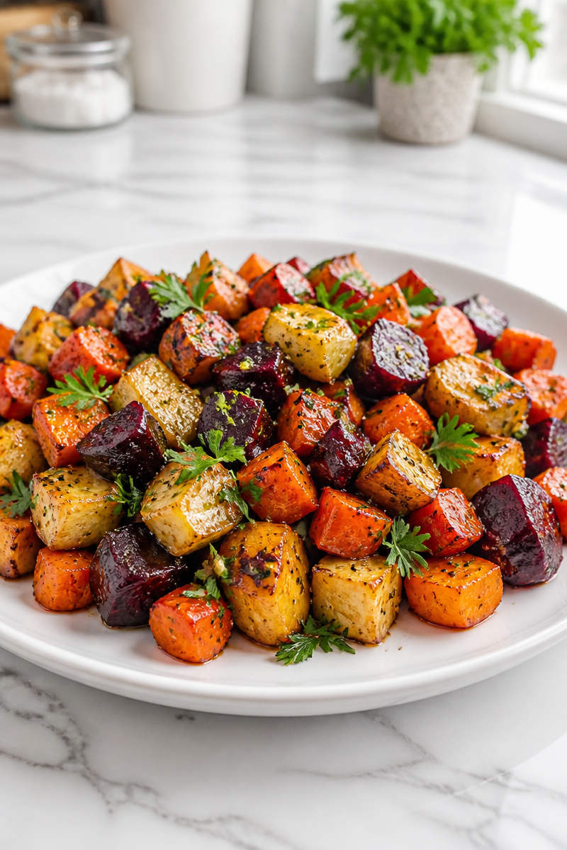 Roasted Root Vegetable Medley Herb Butter