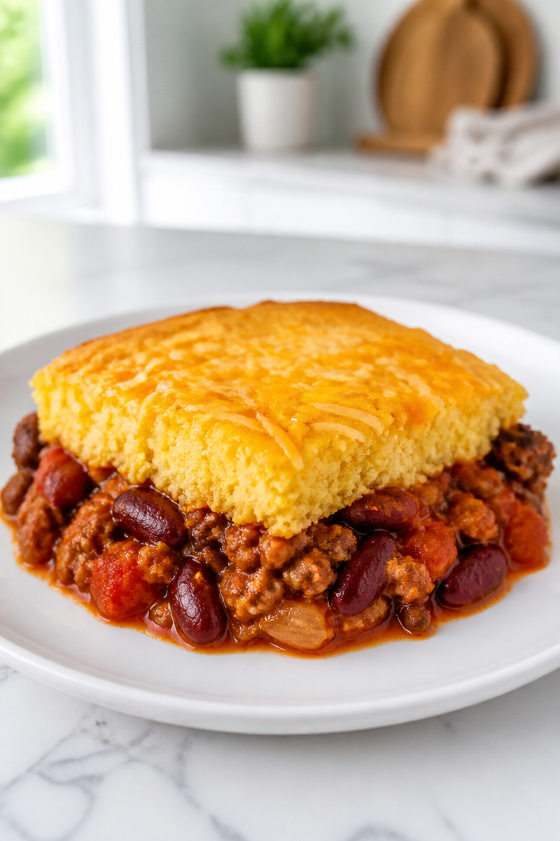 Loaded Turkey Chili Cornbread Topping