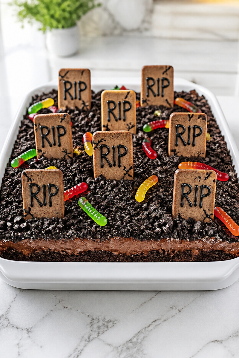 Graveyard Chocolate Dirt Cake Tombstone