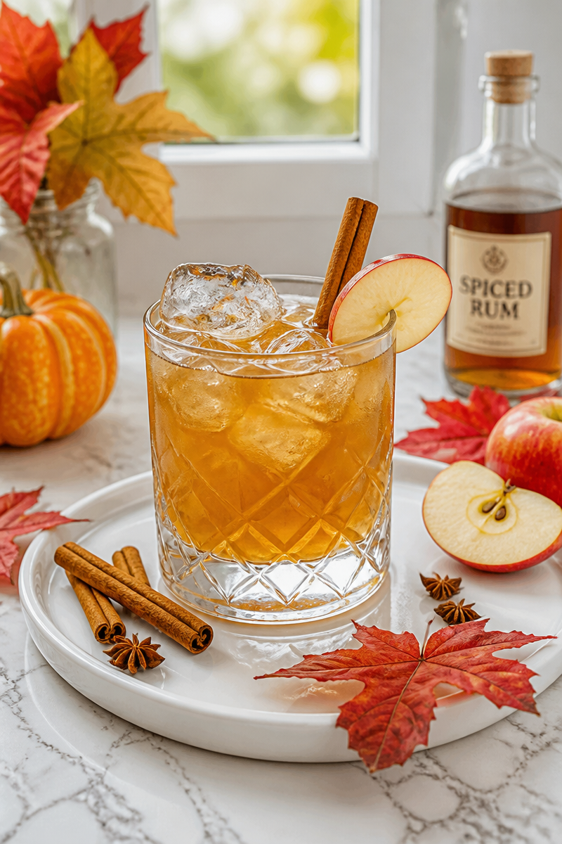 Autumn Spiced Rum Apple Cocktail