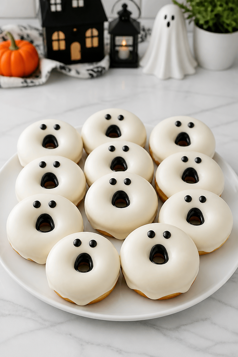 Ghost Donut Halloween White Glaze