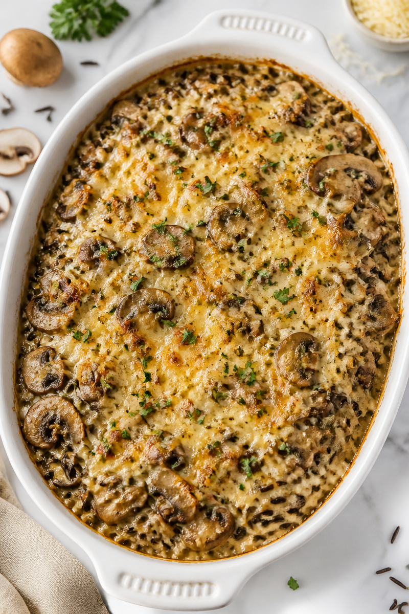Creamy Wild Rice Mushroom Casserole