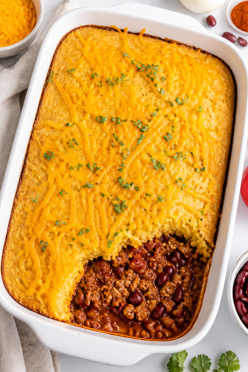 Loaded Turkey Chili Cornbread Topping