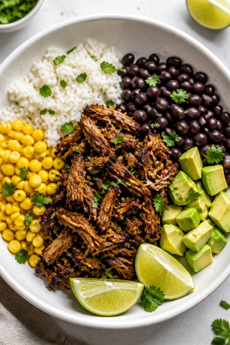 Slow Cooker Pork Carnitas Taco Bowl