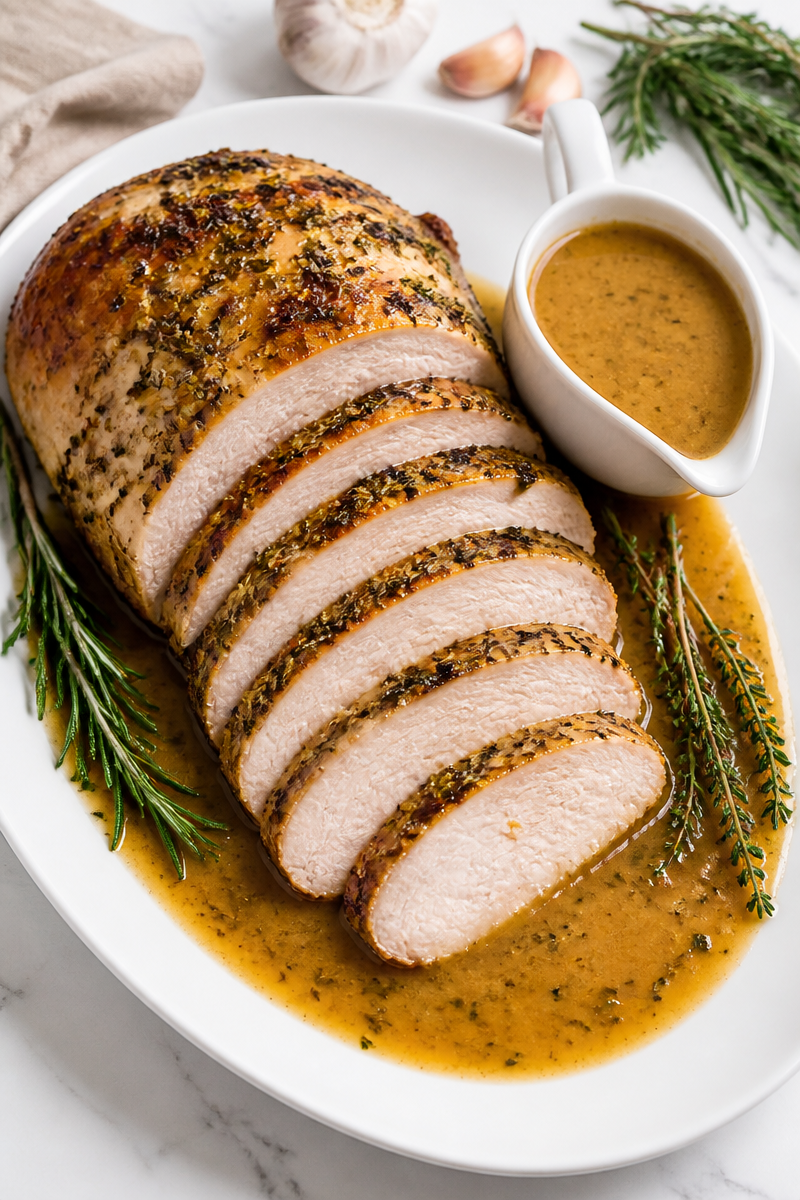 Roasted Garlic Herb Turkey Breast Gravy
