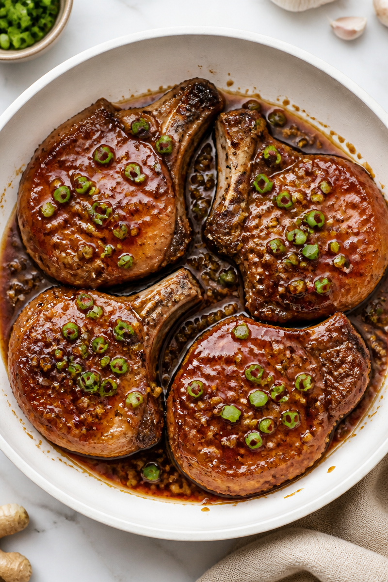 Honey Garlic Glazed Pork Chop Skillet