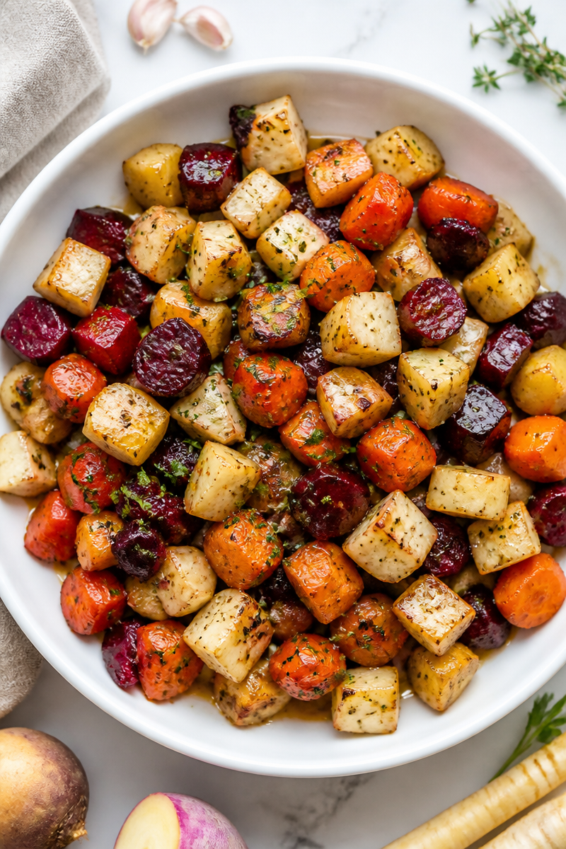 Roasted Root Vegetable Medley Herb Butter