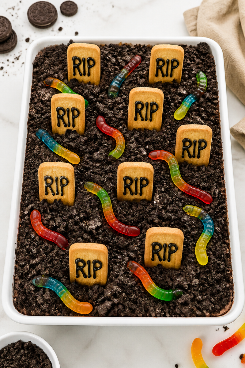 Graveyard Chocolate Dirt Cake Tombstone