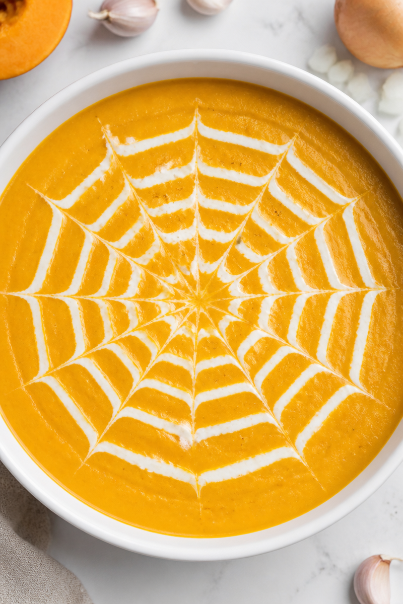 Butternut Squash Spiderweb Soup Bowl