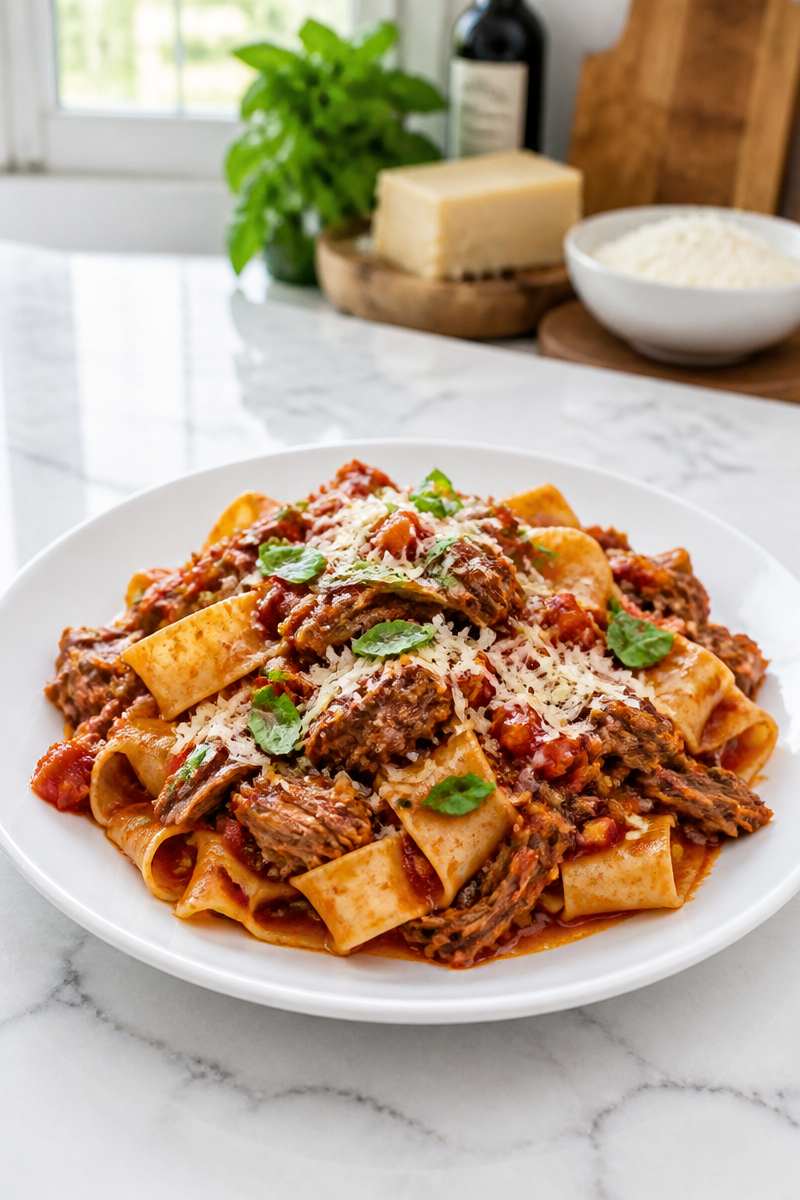 Slow Cooker Beef Ragu Pappardelle Pasta