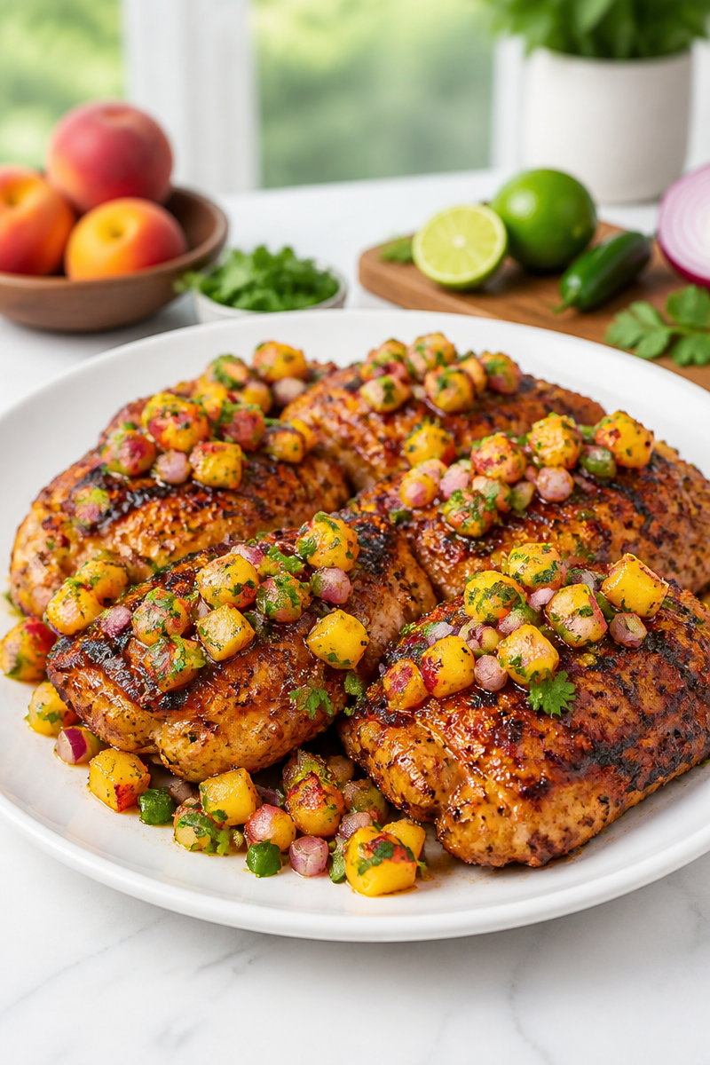 Grilled Chicken Thigh Peach Salsa 5 Grilled Chicken Thigh Peach Salsa