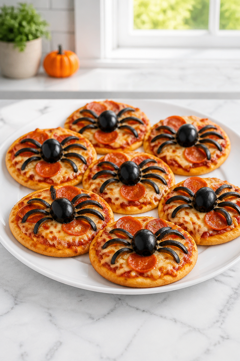 Mini Spider Pizza Black Olive Legs