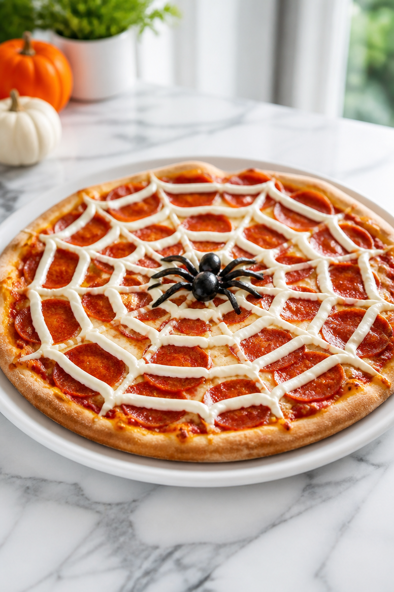 Haunted Spiderweb Pizza Family Dinner