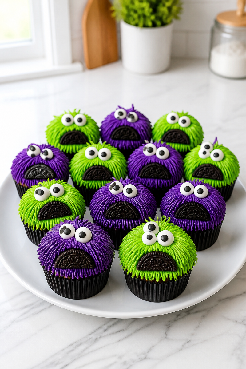 Halloween Monster Fur Frosted Cupcake