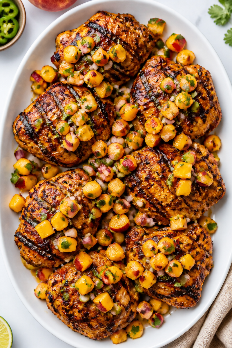 Grilled Chicken Thigh Peach Salsa 6 Grilled Chicken Thigh Peach Salsa