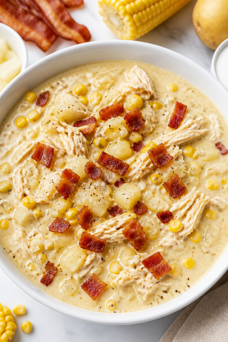 Creamy Chicken Corn Chowder Bacon 6 Creamy Chicken Corn Chowder Bacon