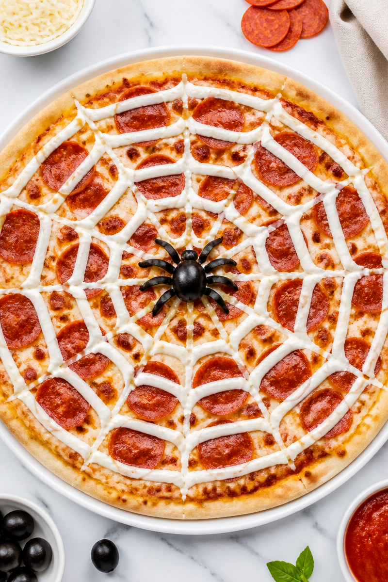 Haunted Spiderweb Pizza Family Dinner