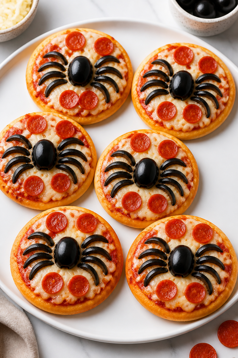 Mini Spider Pizza Black Olive Legs