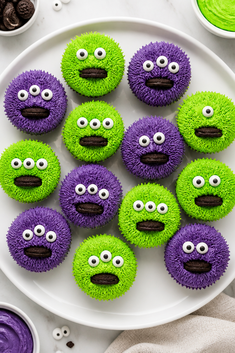 Halloween Monster Fur Frosted Cupcake