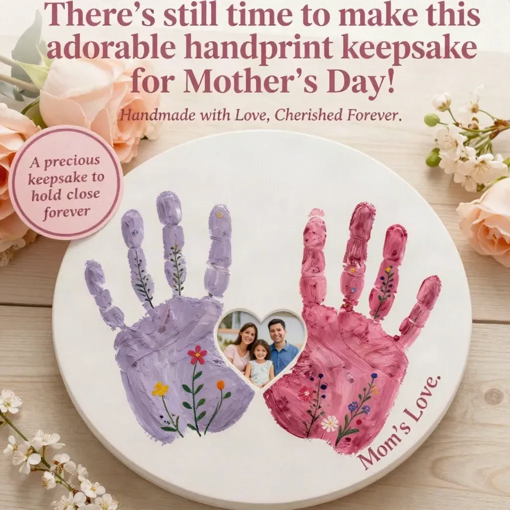 There’s still time to make this adorable handprint keepsake for Mother’s Day 💖🌸