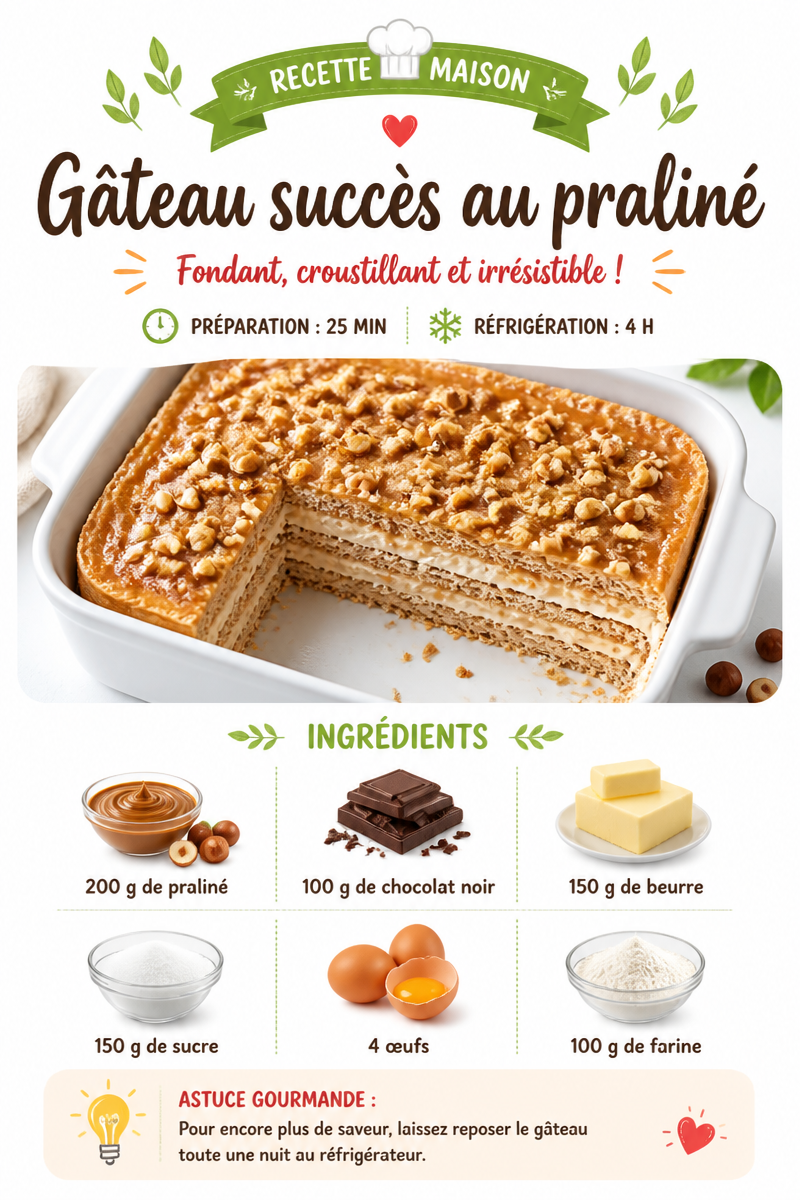 Gâteau succès au praliné