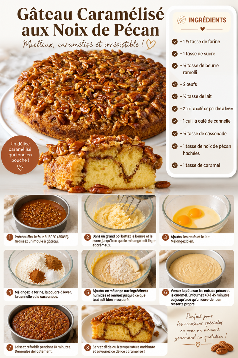 Gâteau Caramélisé aux Noix de Pécan