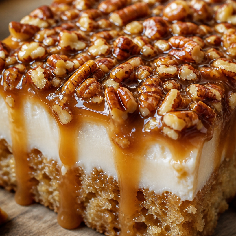 Gâteau Poke Praliné aux Noix de Pécan