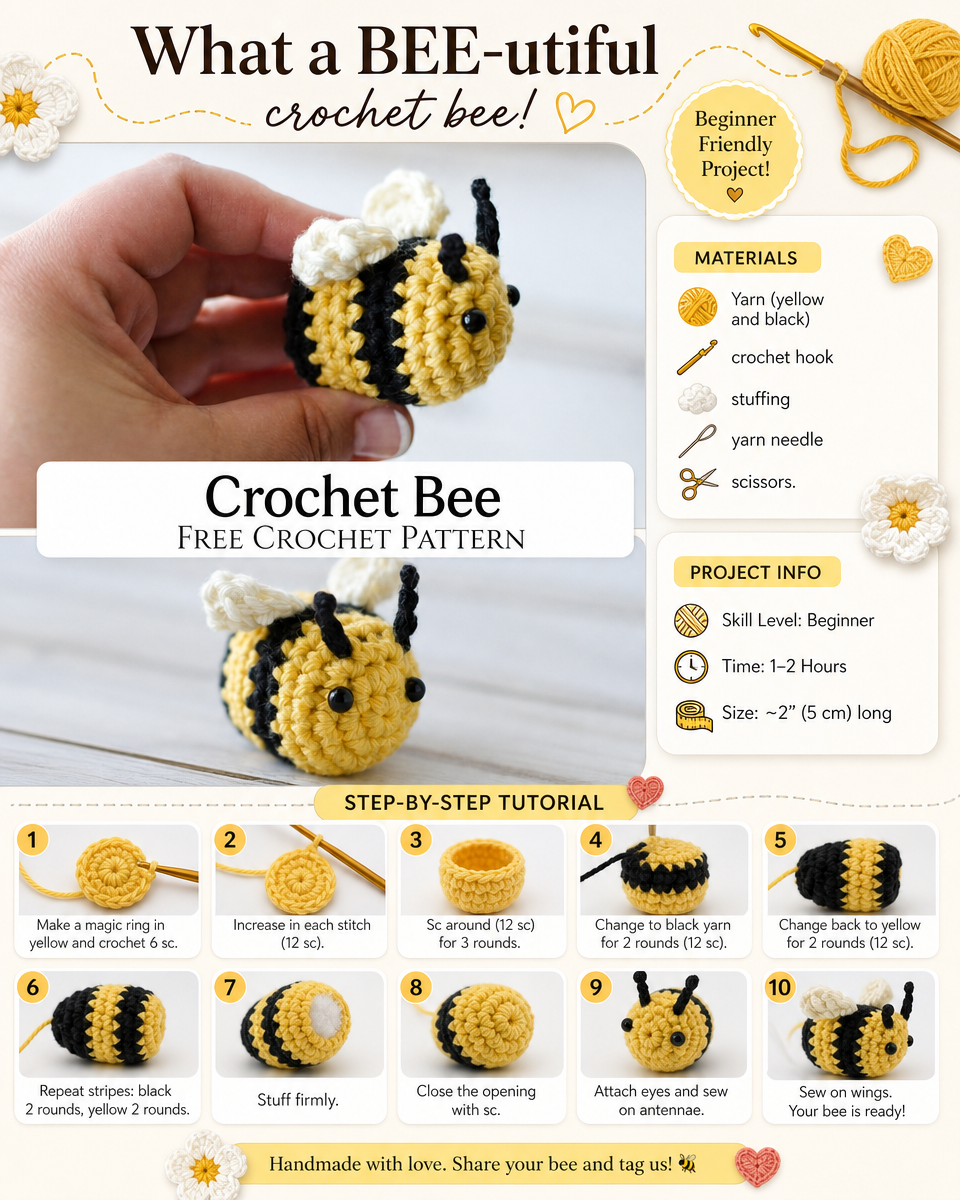 What a BEE-utiful crochet bee!