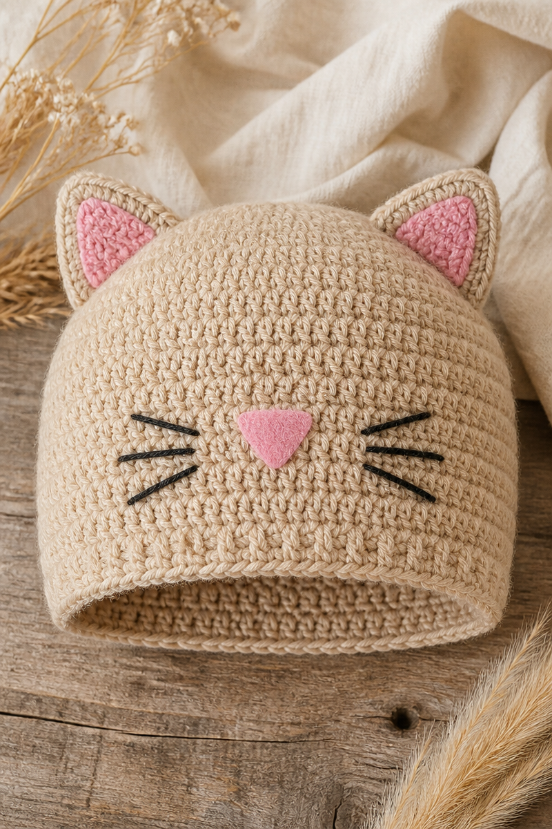 Crochet Baby Kitten Ear Hat