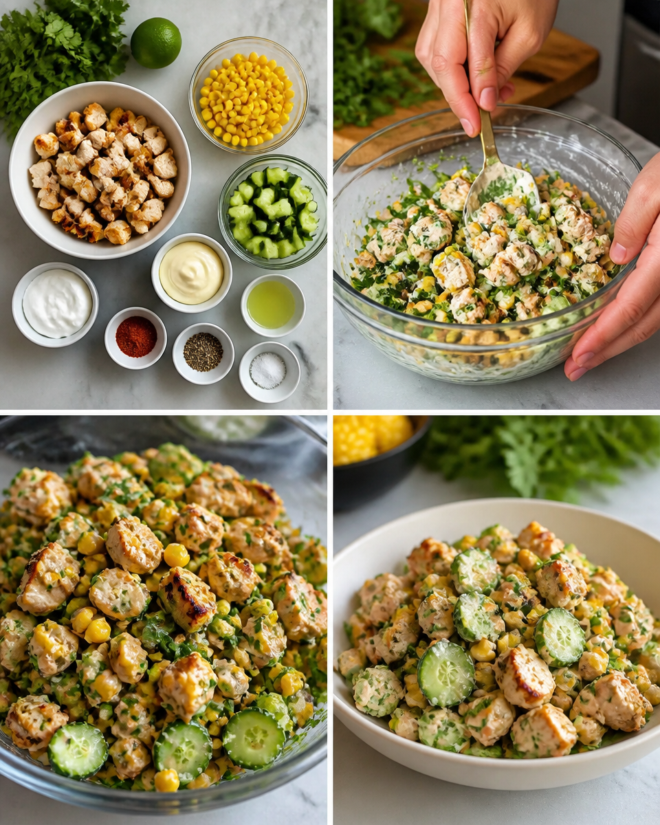 Street Corn Creamy Cucumber Chicken Salad