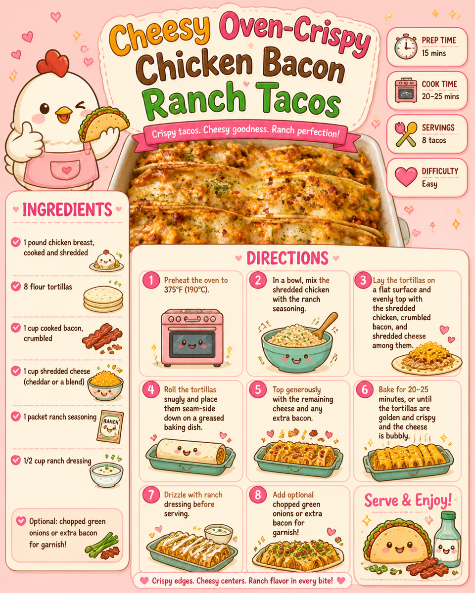Cheesy Oven-Crispy Chicken Bacon Ranch Tacos