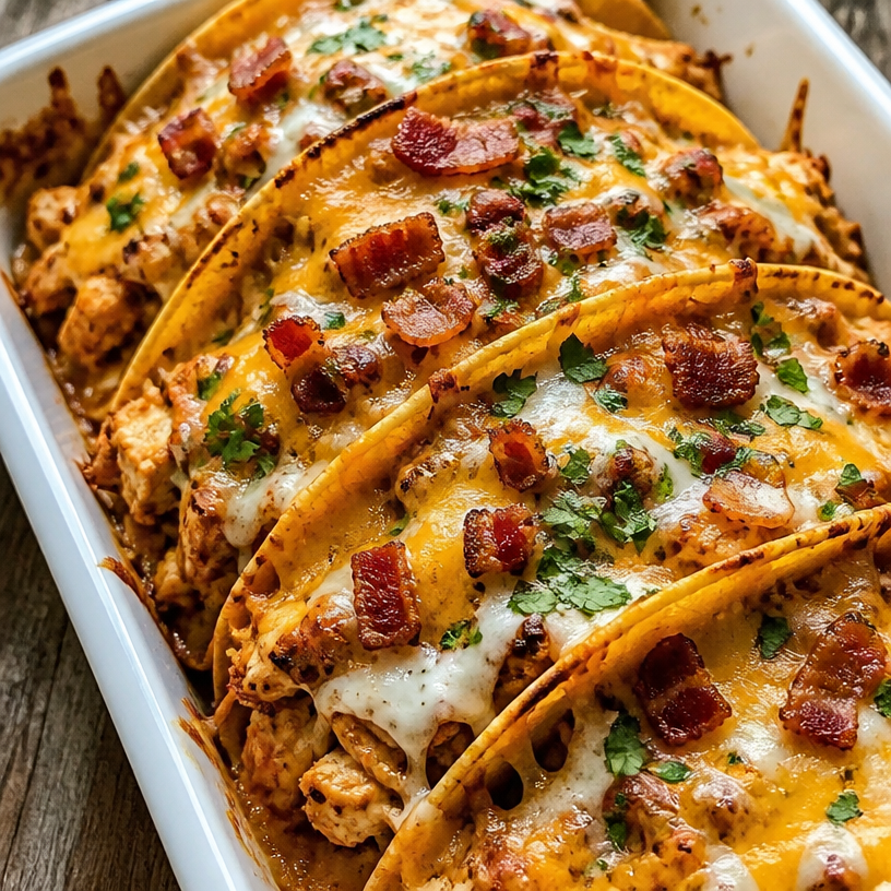 Cheesy Oven-Crispy Chicken Bacon Ranch Tacos