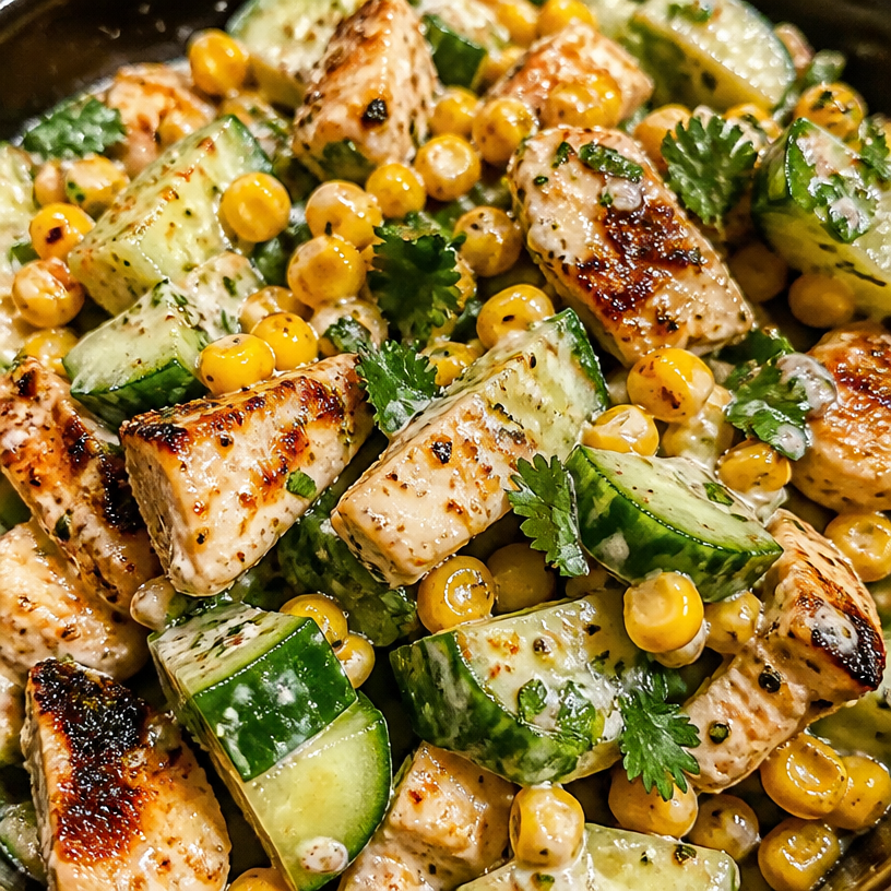 Street Corn Creamy Cucumber Chicken Salad