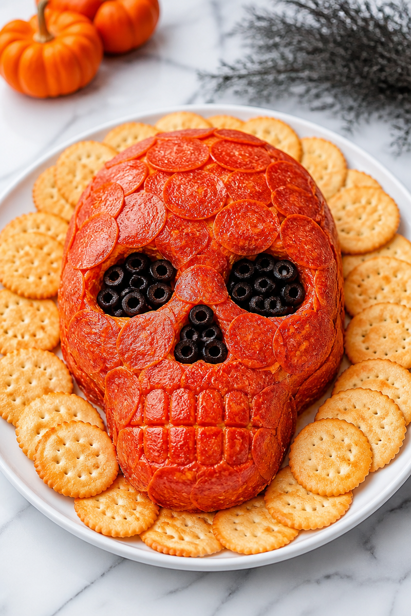 Pepperoni Skull Cheese Ball Snack Pepperoni Skull Cheese Ball Snack