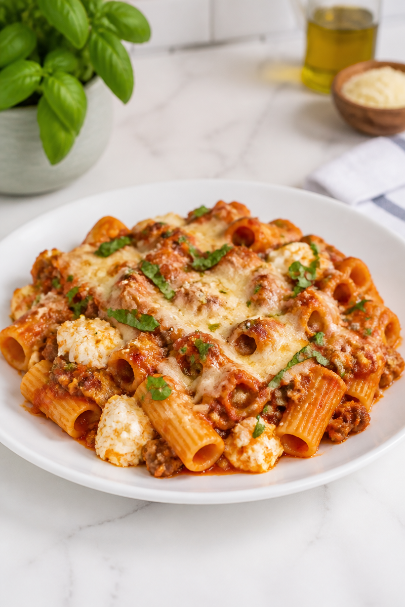 Cheesy Baked Rigatoni Sausage Ricotta