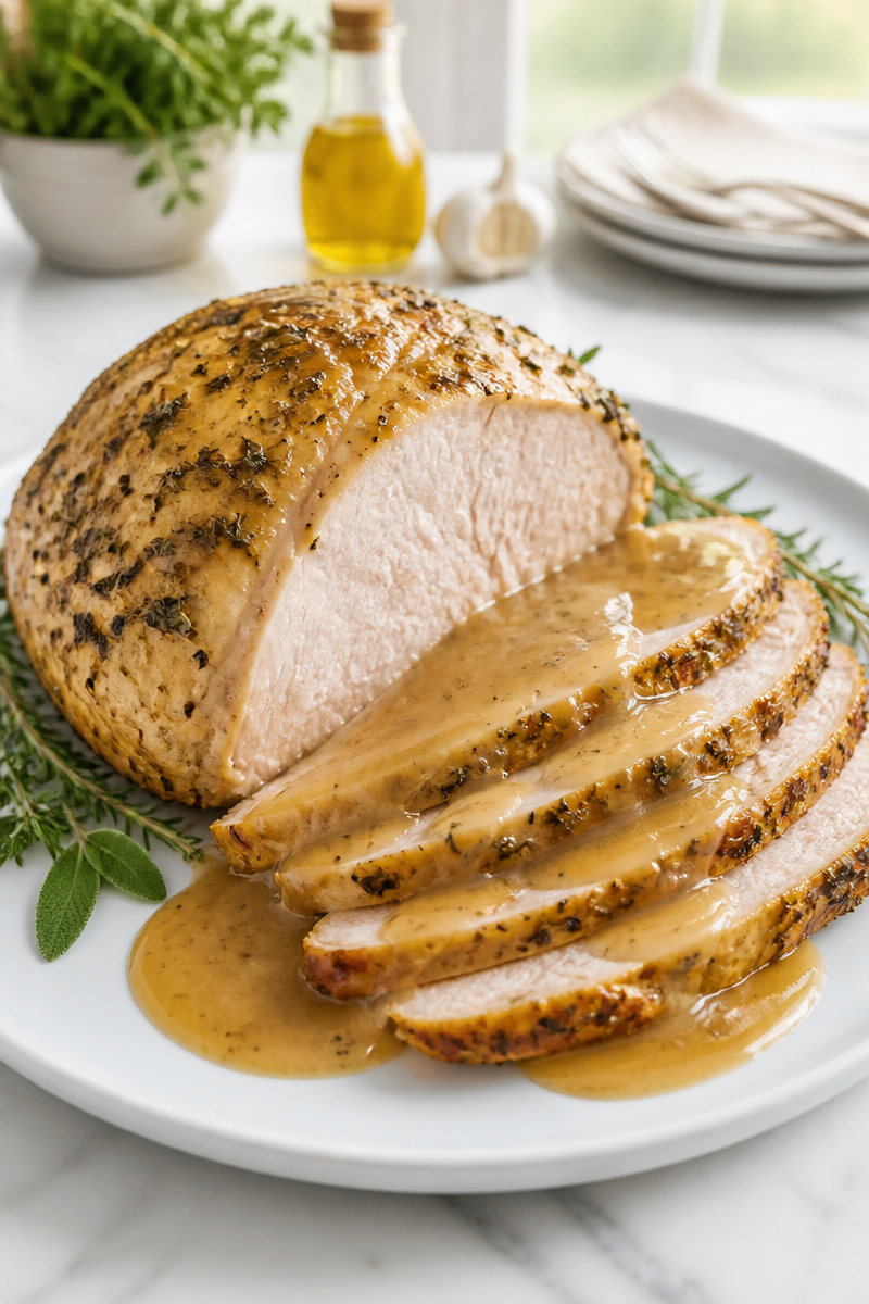 Slow Cooker Turkey Breast Herb Gravy