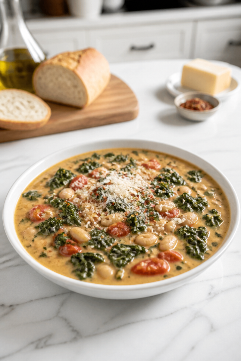 Creamy Tuscan White Bean Kale Soup