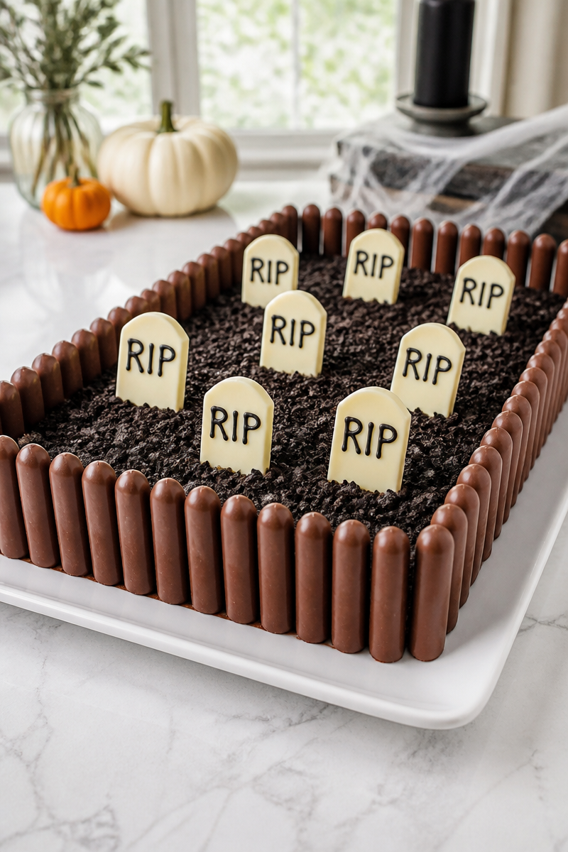 Halloween Graveyard Brownie Cake Fence