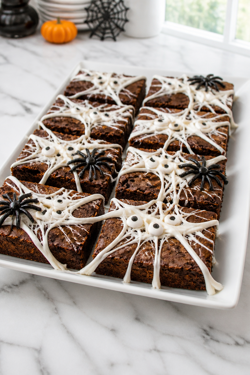 Melted Marshmallow Cobweb Brownie Bite