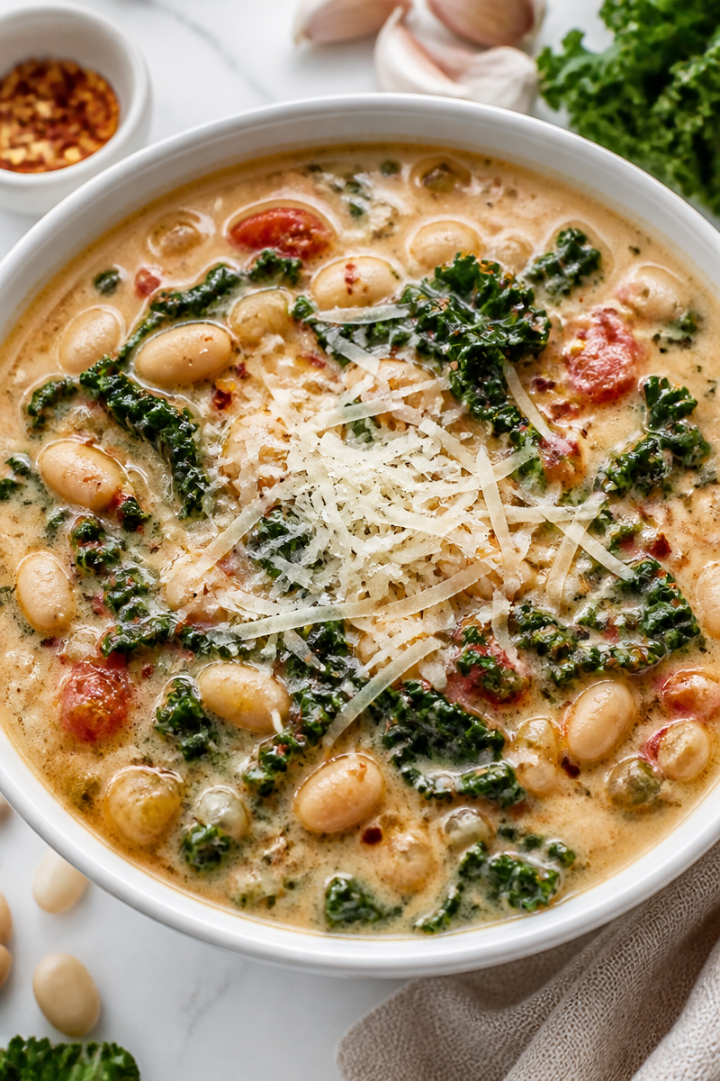 Creamy Tuscan White Bean Kale Soup