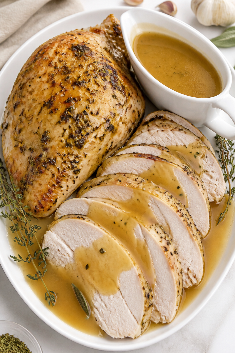 Slow Cooker Turkey Breast Herb Gravy