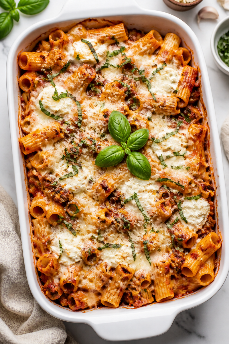 Cheesy Baked Rigatoni Sausage Ricotta