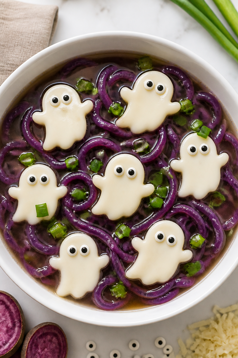 Halloween Noodle Bowl Purple Ghost