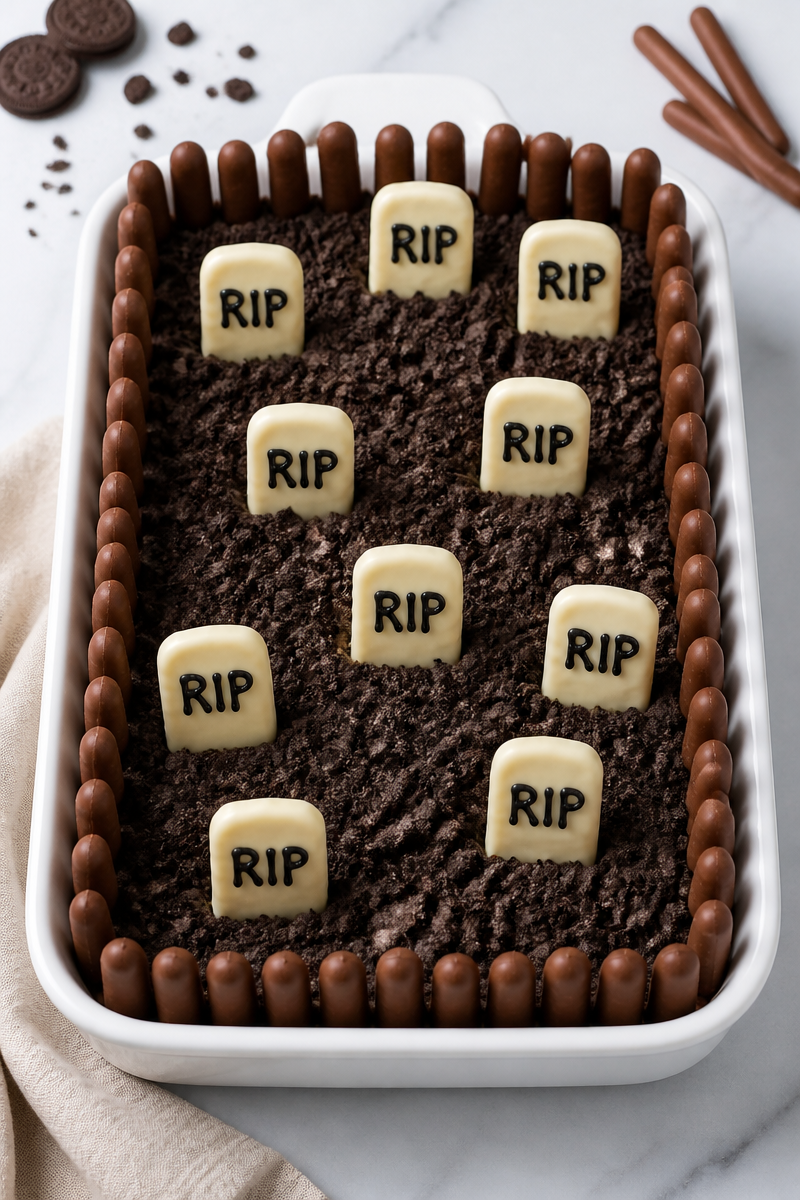 Halloween Graveyard Brownie Cake Fence