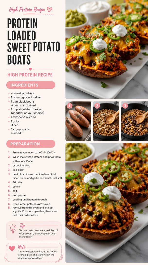 Protein Loaded Sweet Potato Boats
