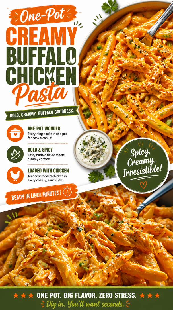 One-Pot Creamy Buffalo Chicken Pasta