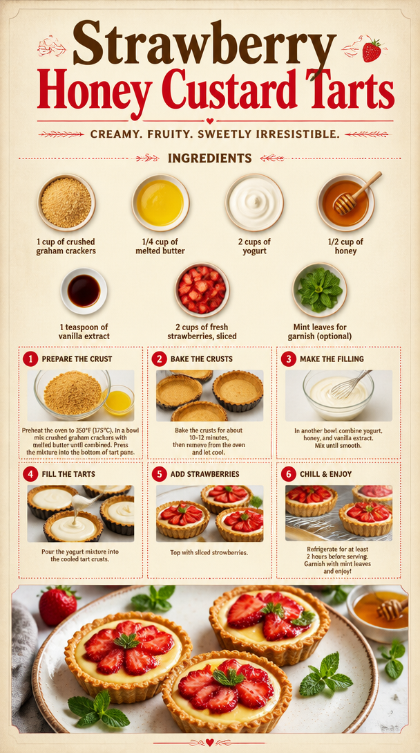 Strawberry Honey Custard Tarts